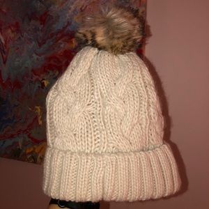 Cream Cable Knit Fleece Lined Beanie